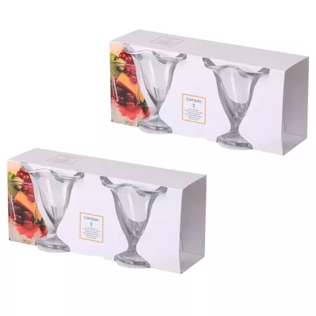 Tradineur - Pack de 4 copas de helado, modelo Canada, vidrio soda lime, diseño sofisticado y elegante, postres, cócteles, aptas