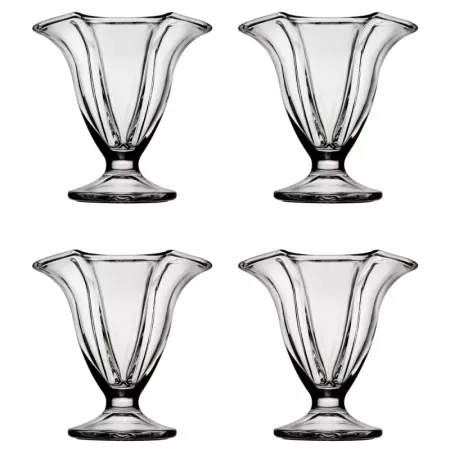 Tradineur - Pack de 4 copas de helado, modelo Canada, vidrio soda lime, diseño sofisticado y elegante, postres, cócteles, aptas