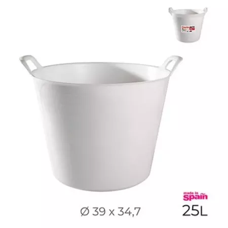 Tradineur - Capazo redondo con asas - Capacidad de 25 litros - Fabricado en España - Apto para uso Alimentario - Ø 39 x 34,7 cm