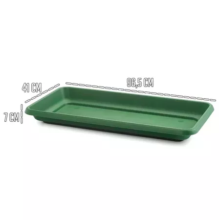 Tradineur - Plato jardinera de 100 cm - Macetero, Maceta para plantas y flores rectangular - Fabricado en Plástico - 7 x 96,5 x