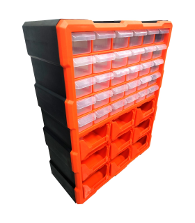 Tradineur - Maletín organizador doble con asa y 21 compartimentos,  polipropileno, almacenamiento de herramientas, tornillos, acc