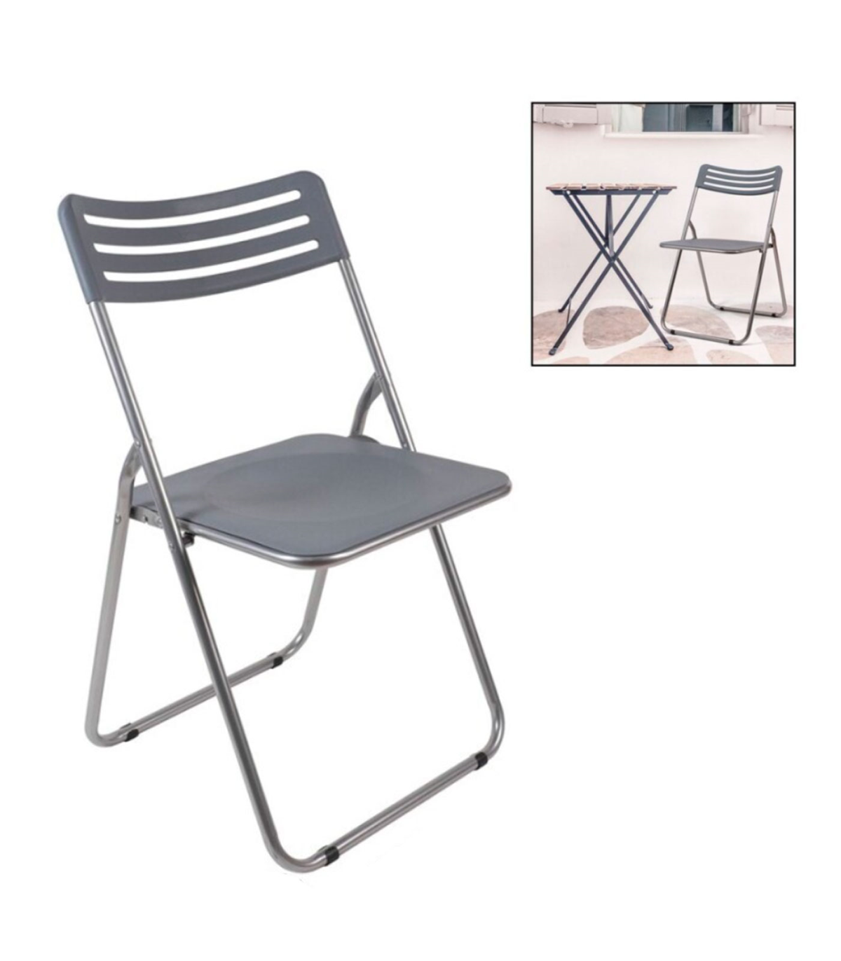 Silla plegable portátil de respaldo alto, soporte de metal galvanizado,  asiento redondo de poliuretano de 11.8 pulgadas, silla de comedor para  adultos