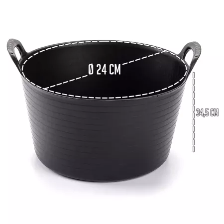 Capazo Redondo 15L Negro Resistente con Asa - Multiusos