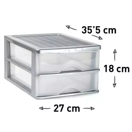 Tradineur - Cajonera de sobremesa - Fabricado en España - 2 Cajones Transparentes - Torre de almacenaje, armario, baño, oficina