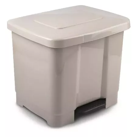 Cubo de basura beige 35L con pedal y doble separador