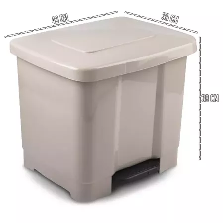 Cubo de basura beige 35L con pedal y doble separador