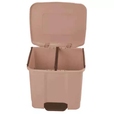 Cubo de basura beige 35L con pedal y doble separador