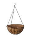 Tradineur - Macetero de coco colgante, 30 cm diámetro, cesta, maceta colgante con cadena y gancho, decoración hogar, terraza, balcón, patio, jardín