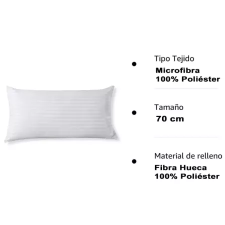 Tradineur - Almohada de fibra con doble funda y cremallera, 100% poliéster, firmeza media, muy suave, fabricada en España - 70 c