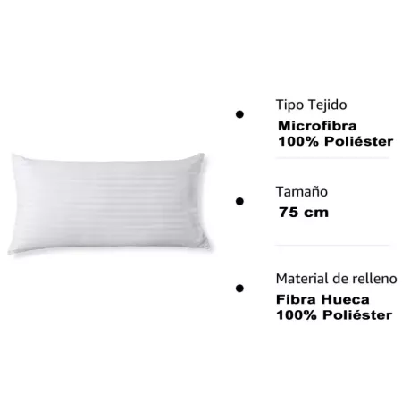 Tradineur - Almohada de fibra con doble funda y cremallera, 100% poliéster, firmeza media, muy suave, fabricada en España - 75 c