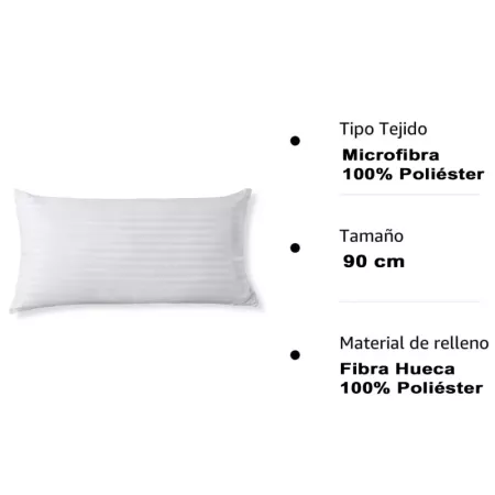 Tradineur - Almohada de fibra con doble funda y cremallera, 100% poliéster, firmeza media, muy suave, fabricada en España - 90 c