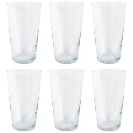 Tradineur - Pack de 6 Vasos modelo Toledo - Capacidad de 470 ml (16 oz) - Fabricado en Vidrio - Apto para lavavajillas y microon