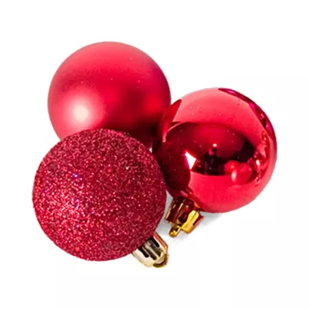 Pack 12 Bolas de Navidad Rojas 6 cm con Cordón Dorado