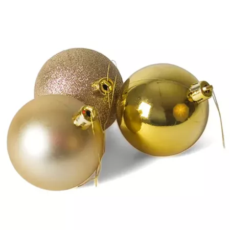 Pack 12 Bolas Navidad Doradas 6 cm con Cordón Festivo