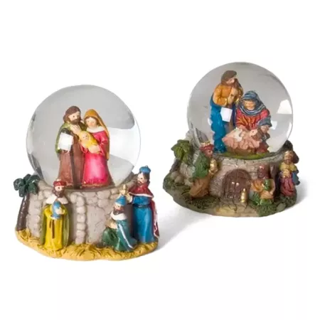 Bola de Agua Navideña 9 cm con Nacimiento en Resina Decorativa