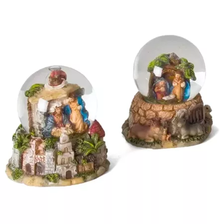 Bola de Agua Navideña 9 cm con Nacimiento en Resina Decorativa