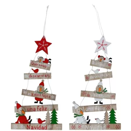 Pack 2 Colgantes de Madera Navideños con Frase Grabada