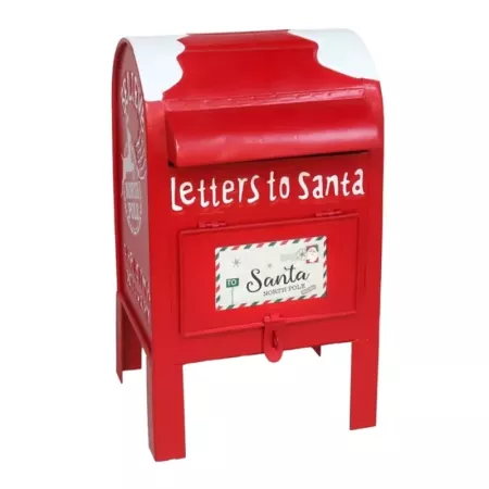 Buzón Americano Navideño Rojo con Nieve Decorativo 28 cm