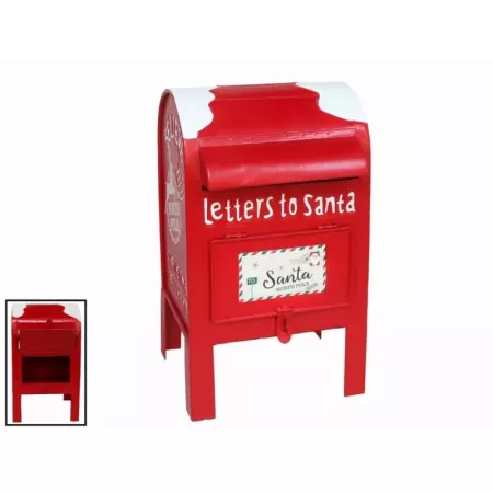 Buzón Americano Navideño Rojo con Nieve Decorativo 28 cm