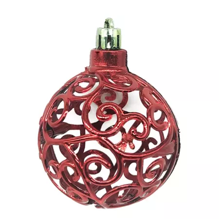Pack 16 Bolas de Navidad Rojas con Cordón Dorado 6 cm