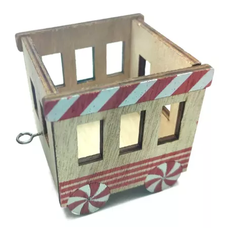 Tren Navideño de Madera 39 cm Rojo y Blanco Decorativo