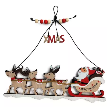 Pack 2 Estrellas Navideñas de Madera Santa Claus 30 cm