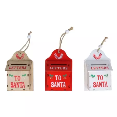Pack 3 Buzones Colgantes Navidad Madera Decoración Festiva