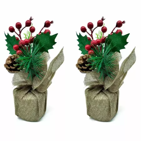Pack 2 Bayas Navideñas Artesanales 20 cm - Decoración Festiva Pack 2 Bayas Navideñas Artesanales 20 cm - Decoración Festiva