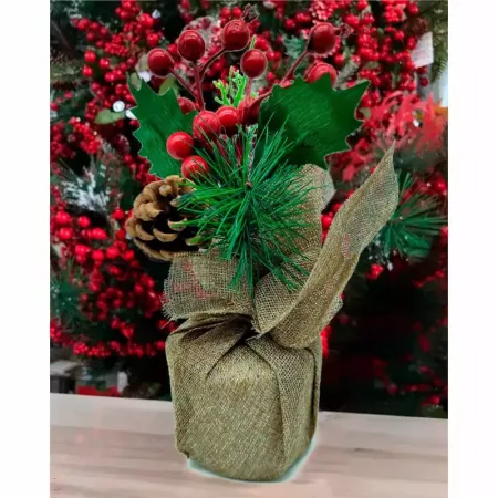 Pack 2 Bayas Navideñas Artesanales 20 cm - Decoración Festiva Pack 2 Bayas Navideñas Artesanales 20 cm - Decoración Festiva