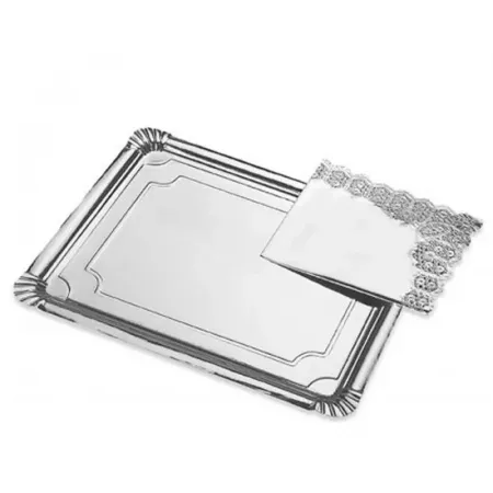 Bandeja Plata 25,5x34,2 cm con Blonda Efecto Encaje Elegante Bandeja Plata 25,5x34,2 cm con Blonda Efecto Encaje Elegante