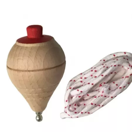 Peonza clásica de madera con cuerda, crema o blanco 7.5 cm Peonza clásica de madera con cuerda, crema o blanco 7.5 cm