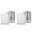 Tradineur - Pack de 4 fundas para trajes, cremallera, PEVA, translúcidas, transpirables, almacenamiento de ropa, abrigos, chaquetas, jerséis - 60 x 137 cm - Color borde aleatorio