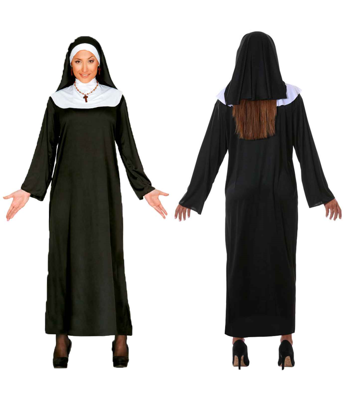 Disfraz de monja, bata en blanco y negro para jóvenes y adultos para  carnaval, halloween, celebraciones. Talla L