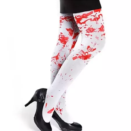 Tradineur - Pantis blancos con sangre, 90% poliéster y 10% licra, complemento para disfraz de enfermera, asesina, carnaval, Hall