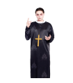 Disfraz cura color negro con crucifijo como colgante para jóvenes y adultos para carnaval, halloween, talla L