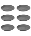 Pack de 6 platos de plástico gris para macetas de 50-60 cm "Mediterránea", bandejas, platillos redondos para tiestos de interior, exterior, jardín, terraza o balcón