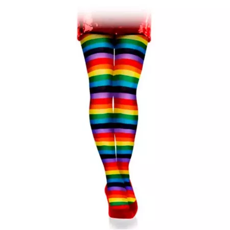 Tradineur - Pantis con rayas arco iris, 90% poliéster y 10% licra, complemento para disfraces, carnaval, Halloween, cosplay, fie