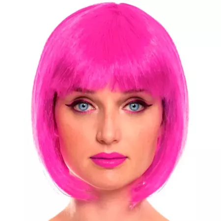 Tradineur - Peluca Bob fucsia para mujer, fibra sintética, complemento para disfraz de carnaval, Halloween, cosplay, fiestas (Ad