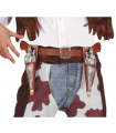 Tradineur - Cartuchera con pistolas - Fabricado en plástico y cuero - Complemento para disfraces de vaqueros, carnaval, Halloween - Diseño original en color marrón