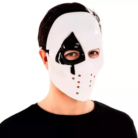 Tradineur - Máscara de asesino Póker - Fabricado en Plástico - Complemento para disfraces -  Ideal para disfrutar de Halloween y