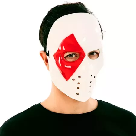 Tradineur - Máscara de asesino Póker - Fabricado en Plástico - Complemento para disfraces -  Ideal para disfrutar de Halloween y