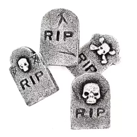 Pack 4 Lápidas Halloween 11,5x7,5 cm Decoración Temática