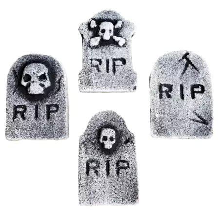 Pack 4 Lápidas Halloween 11,5x7,5 cm Decoración Temática