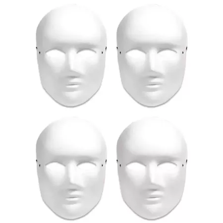 Pack 4 Máscaras Blancas de Cartón para Halloween - Talla Única