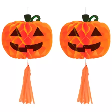 Pack 2 Calabazas de Papel Colgantes para Halloween y Otoño
