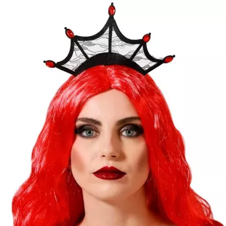 Tradineur - Diadema de reina malvada, poliéster y plástico, complemento para disfraces de carnaval, Halloween, cosplay, fiestas Tradineur - Diadema de reina malvada, poliéster y plástico, complemento para disfraces de carnaval, Halloween, cosplay, fiestas