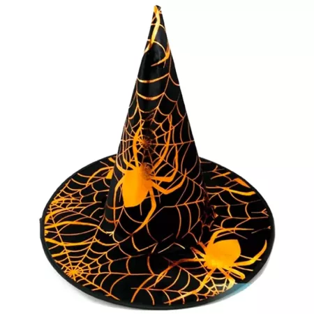 Tradineur - Sombrero de Bruja con diseño de telarañas - Fabricado en Poliéster - Complemento para disfraces -  Ideal para disfru