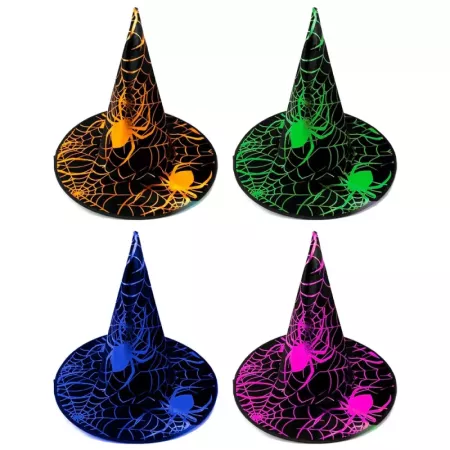 Tradineur - Sombrero de Bruja con diseño de telarañas - Fabricado en Poliéster - Complemento para disfraces -  Ideal para disfru