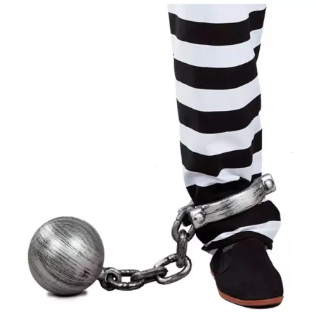 Tradineur - Bola de preso con grillete, plástico, complemento para disfraz de prisionero, carnaval, Halloween, cosplay, fiestas