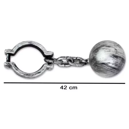 Tradineur - Bola de preso con grillete, plástico, complemento para disfraz de prisionero, carnaval, Halloween, cosplay, fiestas